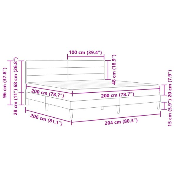 vidaXL Rám postele Tmavo šedá 200 x 200 cm Polyester – Obrázok 11