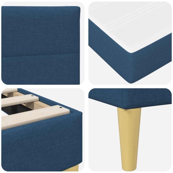 vidaXL Rám postele Modrá 200 x 200 cm Polyester – Obrázok 9