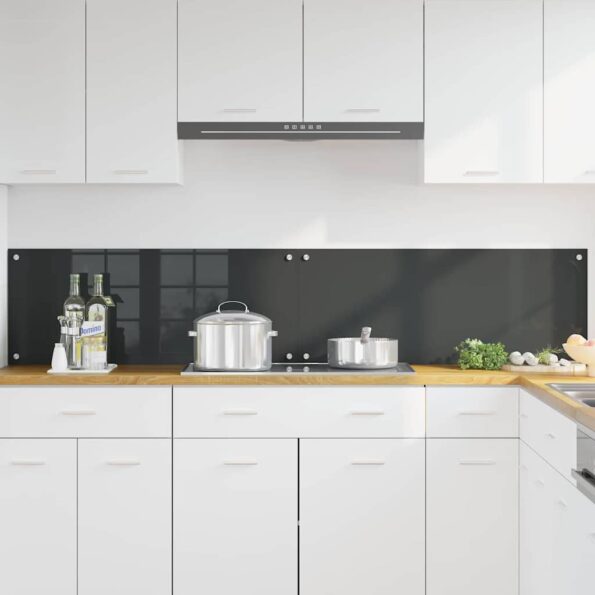 vidaXL Kuchynský obklad 2 pcs Tmavo šedá 100 x 40 cm tvrdené sklo – Obrázok 3