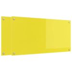 vidaXL Kuchynský backsplash 2 pcs Žltá 100 x 50 cm tvrdené sklo – Obrázok 2