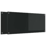 vidaXL Kuchynský backsplash 2 pcs Čierna 110 x 50 cm tvrdené sklo – Obrázok 2