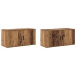 vidaXL Nástenný TV kabinetový set 2 pcs Staré drevo 80 x 34,5 x 40 cm – Obrázok 2