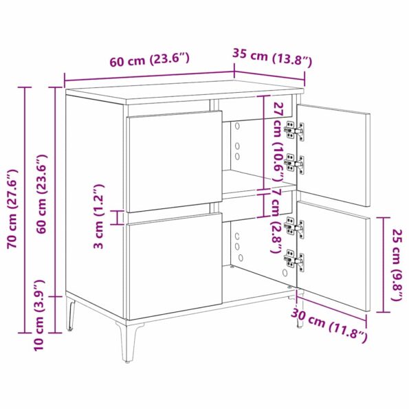 vidaXL Komody 3 pcs Remeselný dub 60 x 35 x 70 cm Kompozitné drevo – Obrázok 12