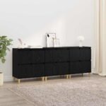 vidaXL Komody 3 pcs Čierny dub 60 x 35 x 70 cm Kompozitné drevo