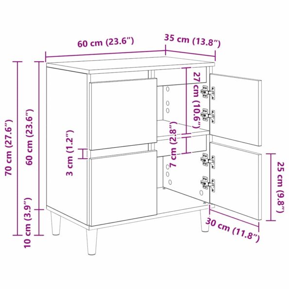 vidaXL Komody 3 pcs Čierny dub 60 x 35 x 70 cm Kompozitné drevo – Obrázok 11