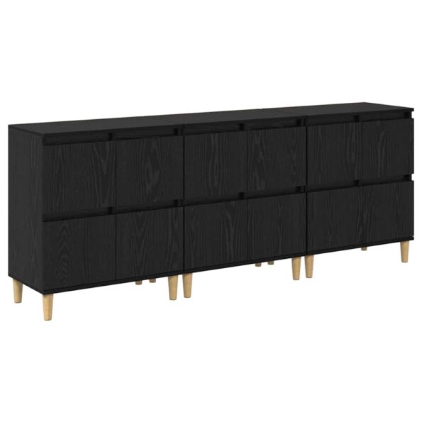 vidaXL Komody 3 pcs Čierny dub 60 x 35 x 70 cm Kompozitné drevo – Obrázok 2