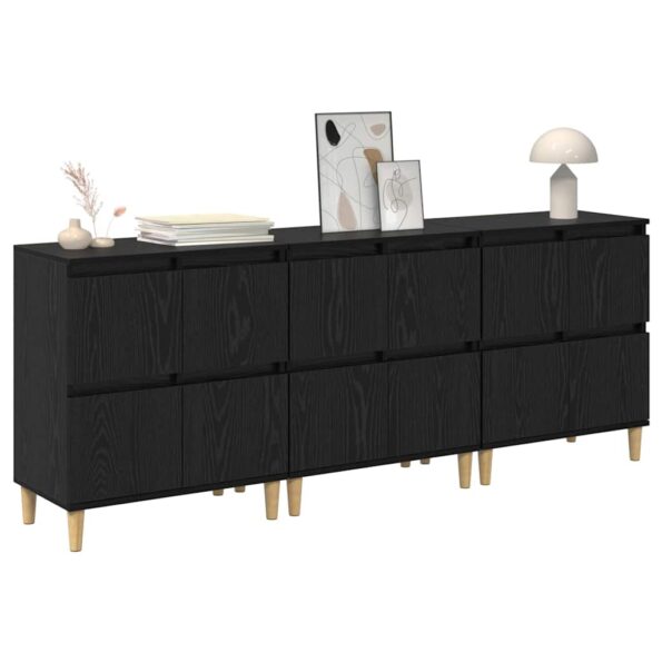 vidaXL Komody 3 pcs Čierny dub 60 x 35 x 70 cm Kompozitné drevo – Obrázok 3