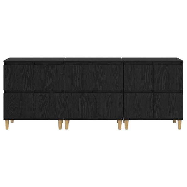 vidaXL Komody 3 pcs Čierny dub 60 x 35 x 70 cm Kompozitné drevo – Obrázok 5