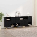 vidaXL Komody 3 pcs Čierny dub 60 x 35 x 70 cm Kompozitné drevo