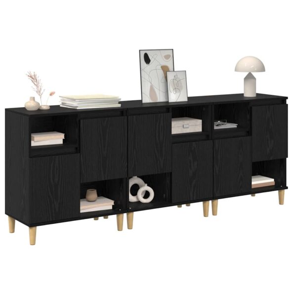vidaXL Komody 3 pcs Čierny dub 60 x 35 x 70 cm Kompozitné drevo – Obrázok 3