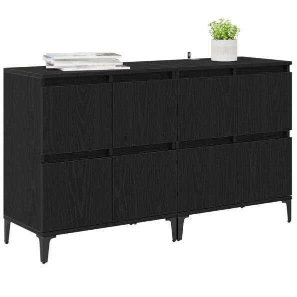 vidaXL Komody 2 pcs Čierny dub 60 x 35 x 70 cm Kompozitné drevo – Obrázok 3