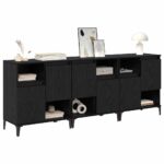vidaXL Komody 3 pcs Čierny dub 60 x 35 x 70 cm Kompozitné drevo – Obrázok 3