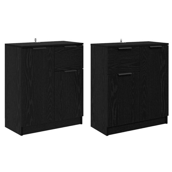 vidaXL Komody 2 pcs Čierny dub 60 x 30 x 70 cm Kompozitné drevo – Obrázok 2