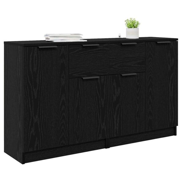vidaXL Komody 2 pcs Čierny dub 60 x 30 x 70 cm Kompozitné drevo – Obrázok 3