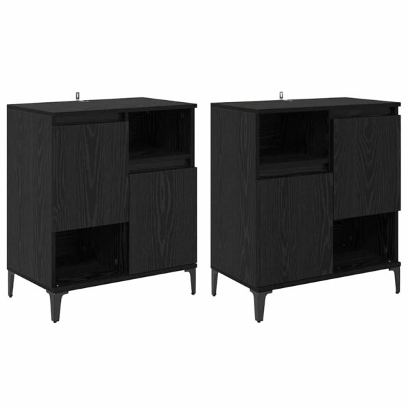 vidaXL Komody 2 pcs Čierny dub 60 x 35 x 70 cm Kompozitné drevo – Obrázok 2