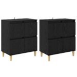 vidaXL Komody 2 pcs Čierny dub 60 x 35 x 70 cm Kompozitné drevo – Obrázok 2