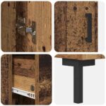 vidaXL Highboard Staré drevo 34,5 x 34 x 180 cm Kompozitné drevo – Obrázok 11