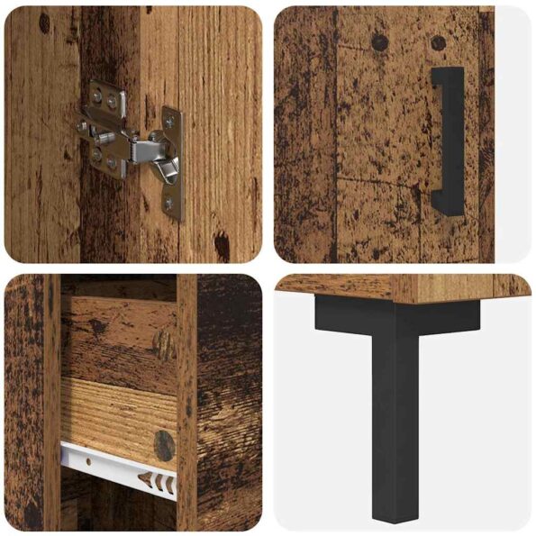 vidaXL Highboard Staré drevo 34,5 x 34 x 180 cm Kompozitné drevo – Obrázok 11