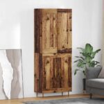 vidaXL Highboard Staré drevo 69,5 x 34 x 180 cm Kompozitné drevo