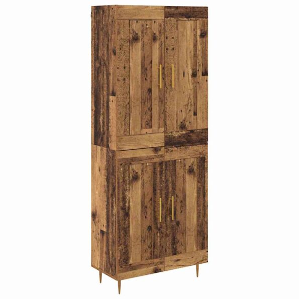 vidaXL Highboard Staré drevo 69,5 x 34 x 180 cm Kompozitné drevo – Obrázok 2