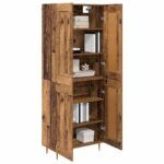 vidaXL Highboard Staré drevo 69,5 x 34 x 180 cm Kompozitné drevo – Obrázok 3