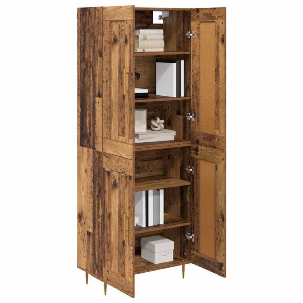 vidaXL Highboard Staré drevo 69,5 x 34 x 180 cm Kompozitné drevo – Obrázok 3