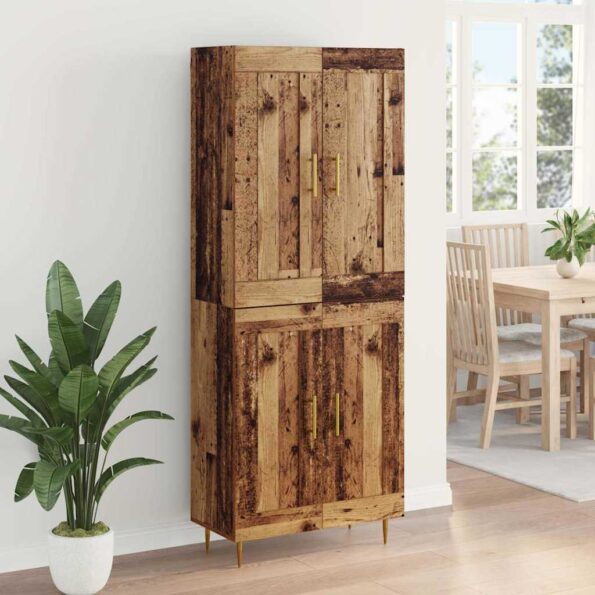 vidaXL Highboard Staré drevo 69,5 x 34 x 180 cm Kompozitné drevo – Obrázok 4