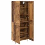 vidaXL Highboard Staré drevo 69,5 x 34 x 180 cm Kompozitné drevo – Obrázok 5