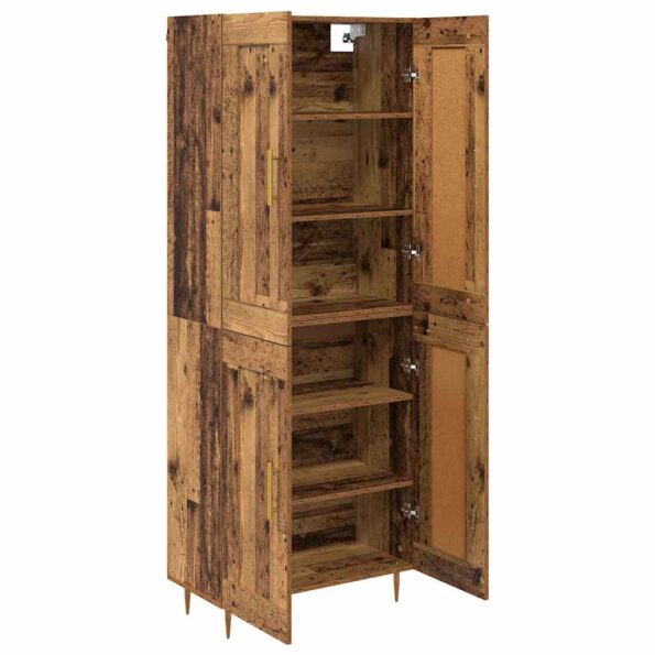 vidaXL Highboard Staré drevo 69,5 x 34 x 180 cm Kompozitné drevo – Obrázok 5