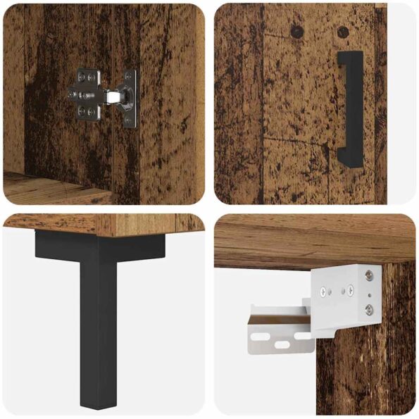 vidaXL Highboard Staré drevo 69,5 x 34 x 180 cm Kompozitné drevo – Obrázok 11