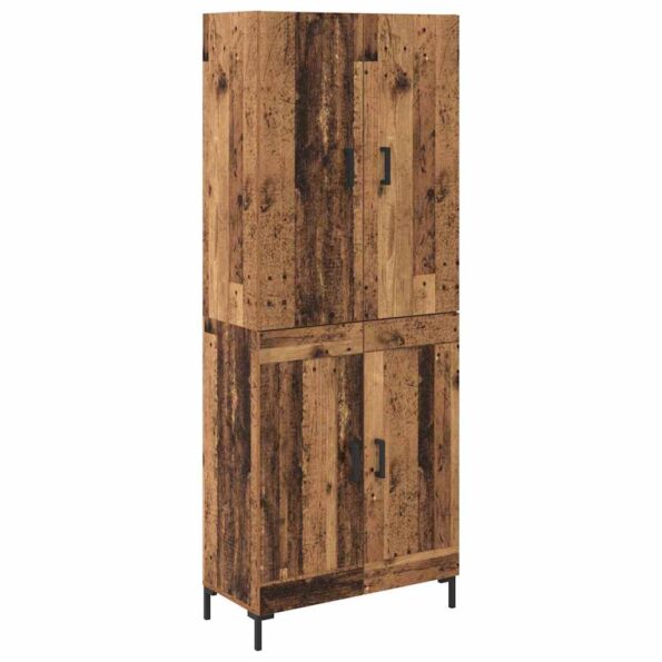 vidaXL Highboard Staré drevo 69,5 x 34 x 180 cm Kompozitné drevo – Obrázok 2