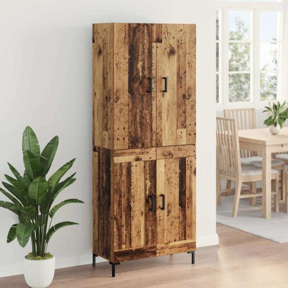 vidaXL Highboard Staré drevo 69,5 x 34 x 180 cm Kompozitné drevo – Obrázok 4