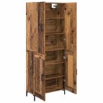 vidaXL Highboard Staré drevo 69,5 x 34 x 180 cm Kompozitné drevo – Obrázok 5