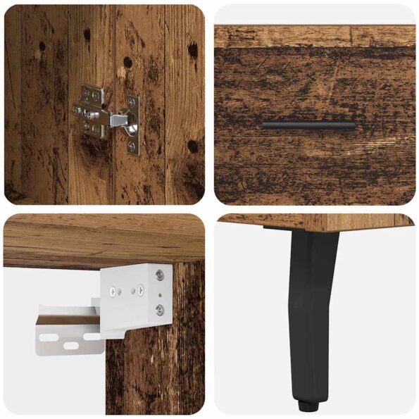 vidaXL Highboard 2 pcs Staré drevo Kompozitné drevo – Obrázok 11