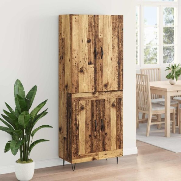 vidaXL Highboard 2 pcs Staré drevo Kompozitné drevo – Obrázok 4