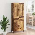 vidaXL Highboard 2 pcs Staré drevo Kompozitné drevo – Obrázok 4