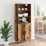 vidaXL Highboard Staré drevo 69,5 x 34 x 180 cm – Obrázok 4