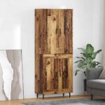 vidaXL Highboard 2 pcs Staré drevo Drevovláknitá doska a sklo