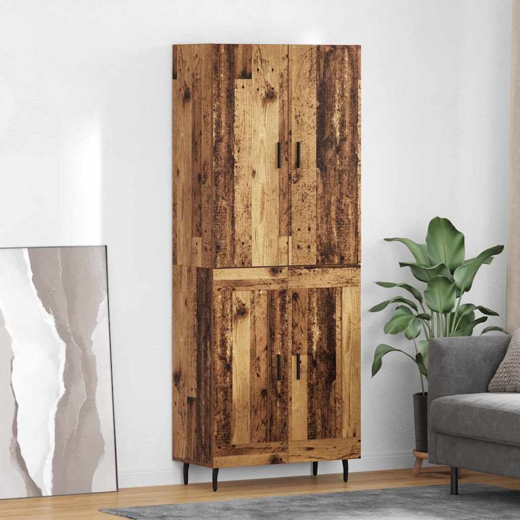 3415690_1.jpg vidaXL Highboard 2 pcs Staré drevo Drevovláknitá doska a sklo – Obrázok 1