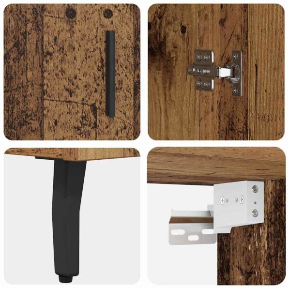 vidaXL Highboard 2 pcs Staré drevo Drevovláknitá doska a sklo – Obrázok 11