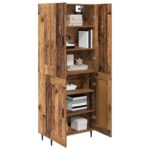 vidaXL Highboard 2 pcs Staré drevo Drevovláknitá doska a sklo – Obrázok 3