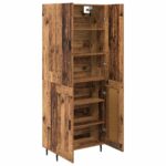 vidaXL Highboard 2 pcs Staré drevo Drevovláknitá doska a sklo – Obrázok 5