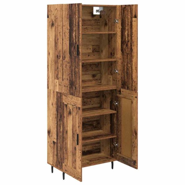 vidaXL Highboard 2 pcs Staré drevo Drevovláknitá doska a sklo – Obrázok 5