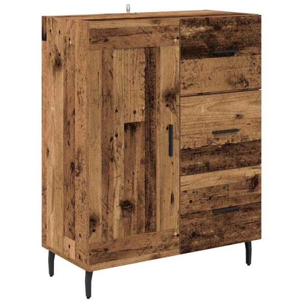 vidaXL Highboard 2 pcs Staré drevo Drevovláknitá doska a sklo – Obrázok 6