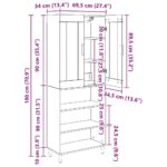 vidaXL Highboard Staré drevo 69,5 x 34 x 180 cm – Obrázok 13