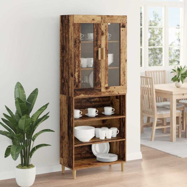 vidaXL Highboard Staré drevo 69,5 x 34 x 180 cm – Obrázok 4