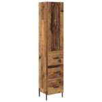 vidaXL Highboard Staré drevo 34,5 x 34 x 180 cm Kompozitné drevo – Obrázok 2