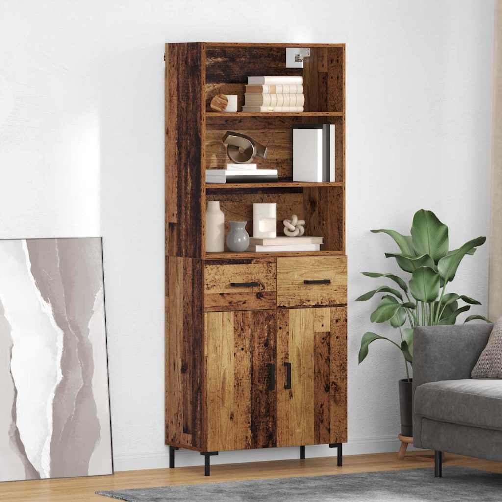 3415733_1.jpg vidaXL Highboard Staré drevo 69,5 x 32,5 x 180 cm Kompozitné drevo – Obrázok 1