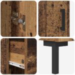 vidaXL Highboard Staré drevo 69,5 x 32,5 x 180 cm Kompozitné drevo – Obrázok 11