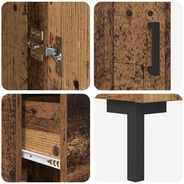 vidaXL Highboard Staré drevo 69,5 x 32,5 x 180 cm Kompozitné drevo – Obrázok 11